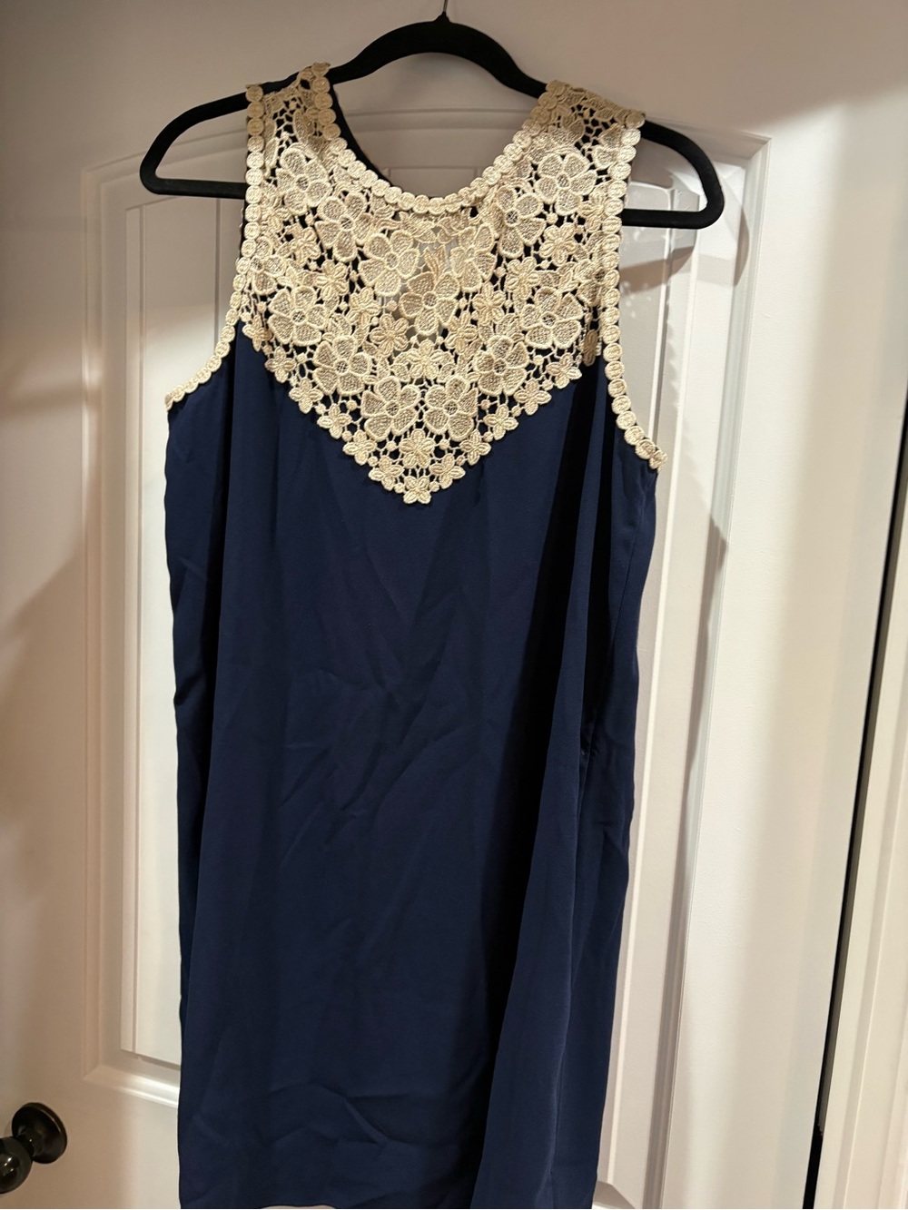 Lilly Pulitzer Navy Dress with Cream Crochet Yoke